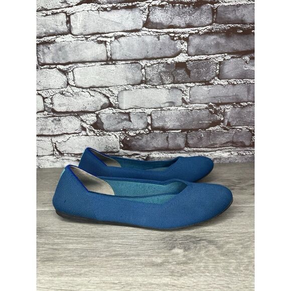 Rothy's The Square Pacific Blue Knit Fabric Ballet Flats Women Sz 11M US/42EU - Picture 3 of 16